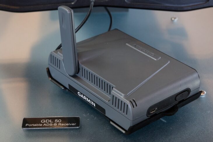 Garmin GDL 50 portable ADS-B receiver with its antenna