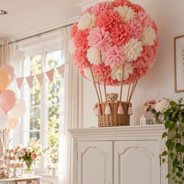 A tissue pom balloon is big, light and quick to make.