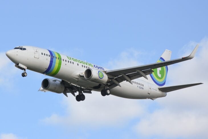 Transavia France Boeing 737-800 F-GZHN on final approach with its landing gear down