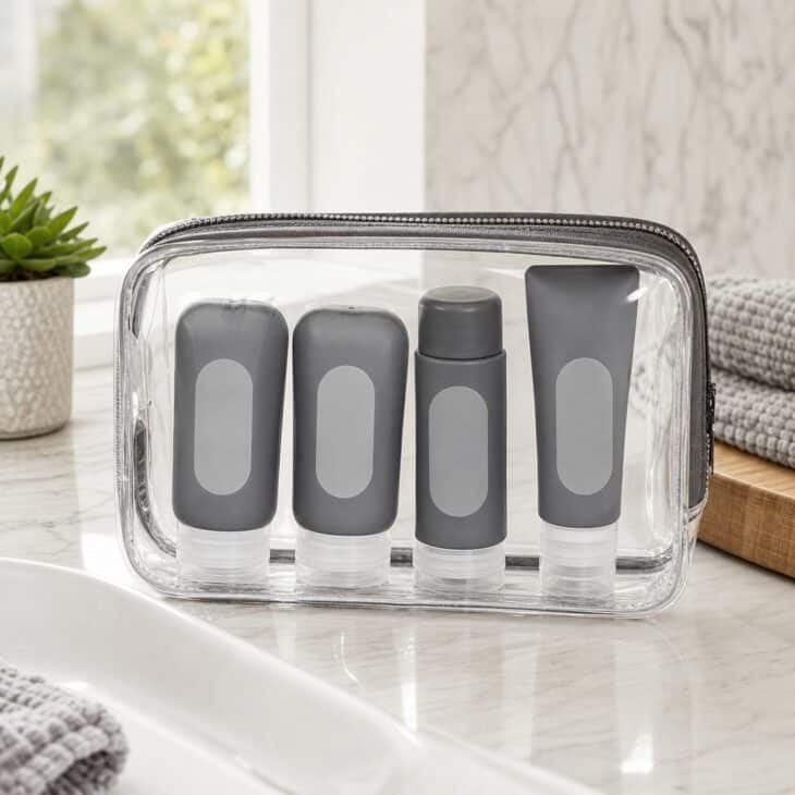 A clear toiletry kit makes every security checkpoint faster.