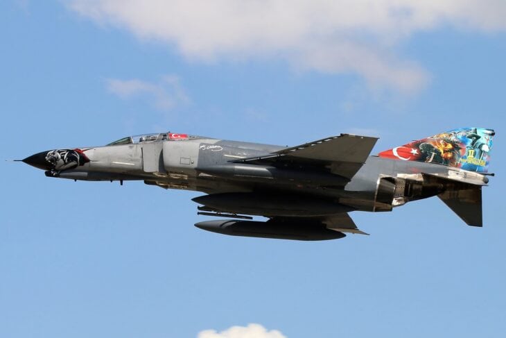 Turkish Air Force F-4E-2020 Phantom 73-1023 of 111 Filo in flight with a painted tail