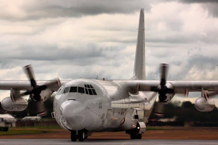 UAE Air Force Lockheed L-382G Hercules taxiing at RIAT 2012
