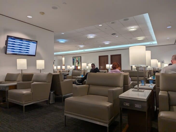 United Club lounge seating area at Washington Dulles International Airport