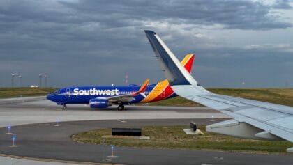 Southwest Airlines Boeing 737 N941WN taxiing at Denver International Airport under a cloudy sky