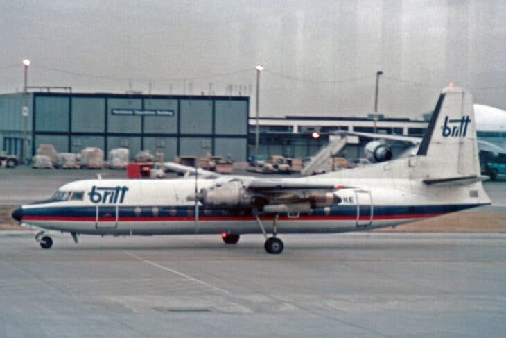 Britt Airways Fairchild FH-227 N376NE parked on the ramp