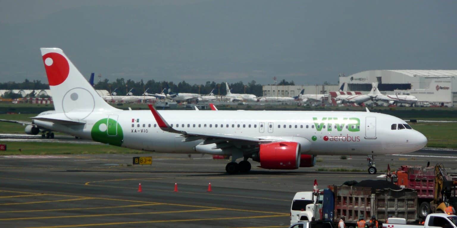 Viva Aerobus Airbus A320 XA-VIO taxiing on the apron at Mexico City International Airport
