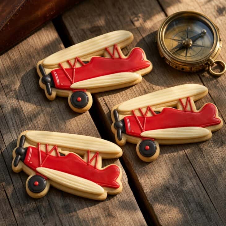 Two stacked wings and a red body give the biplane its old-school charm.