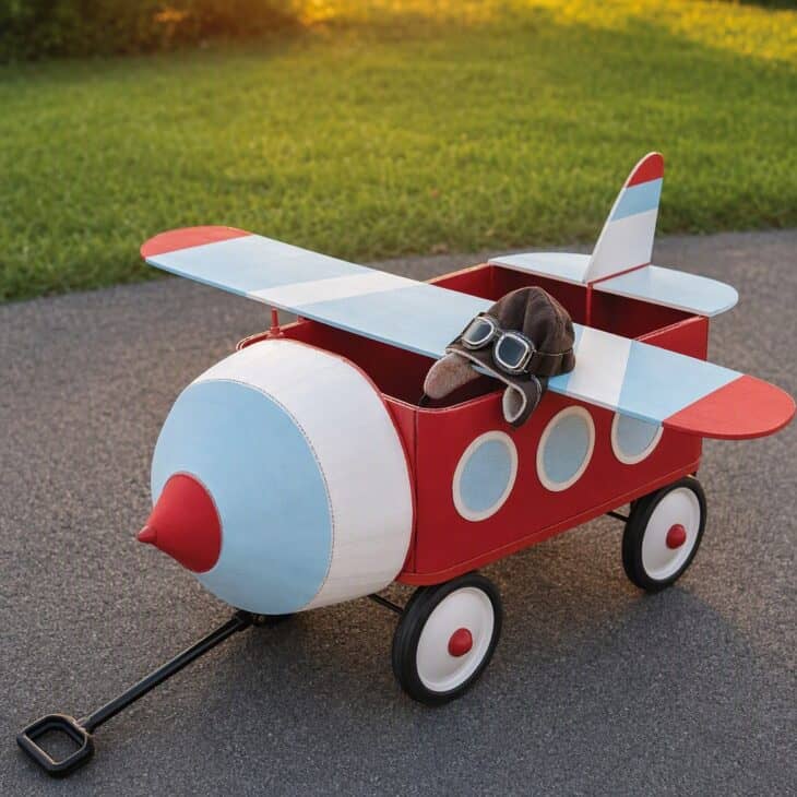 A wagon turns trick-or-treating into a flight for a child who gets tired.