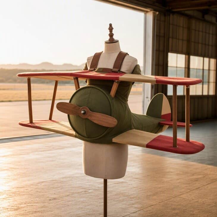 Two stacked wings and a few struts are all it takes to read as a biplane.
