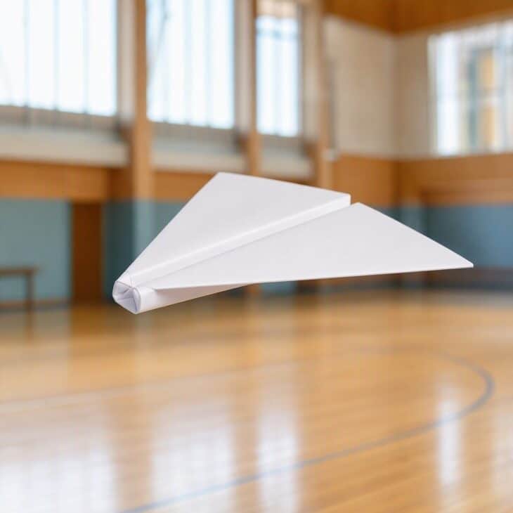 Broad wings let this plane sink slowly instead of dropping fast.