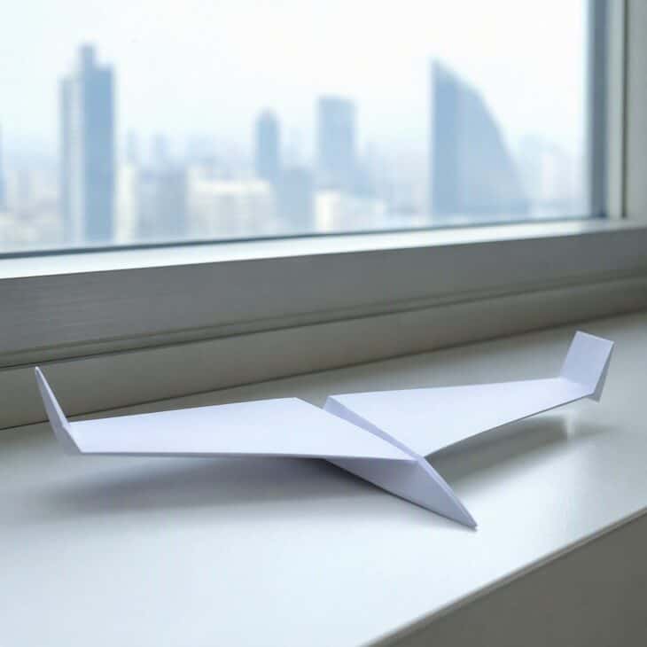 Folded-up wing tips mimic the winglets on modern airliners.