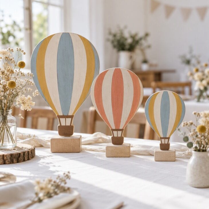Painted wood gives a balloon table a sturdy, modern look.