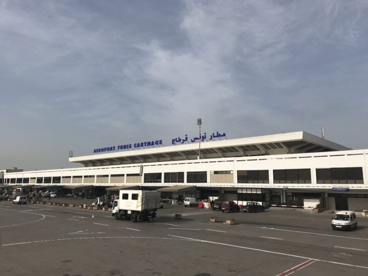Tunis-Carthage Airport terminal building seen across the apron