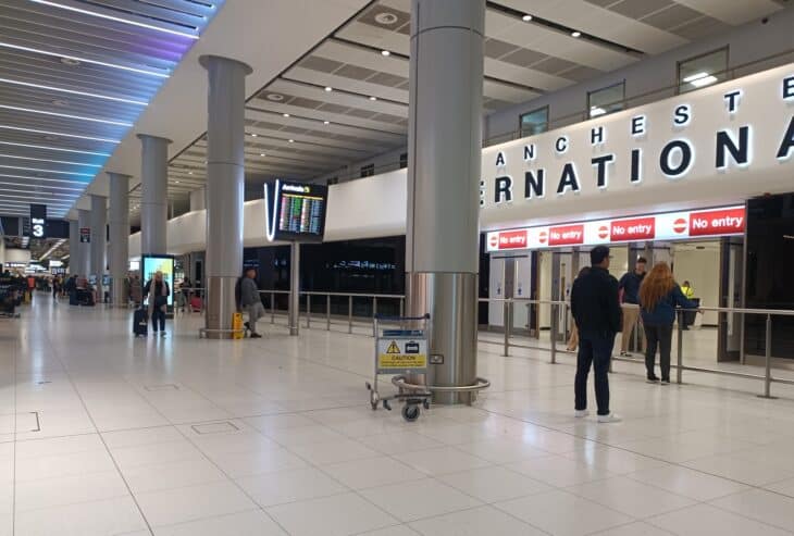 Check-in area in Terminal 2 at Manchester Airport