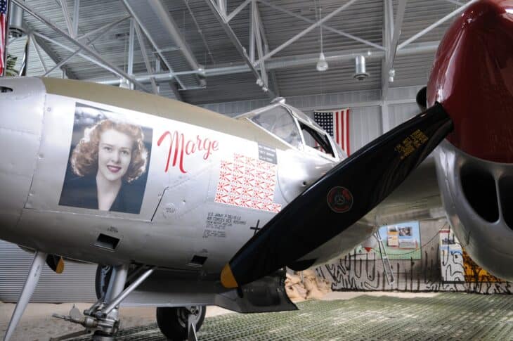 Lockheed P-38 Lightning nose art of Marge at the Bong Heritage Center