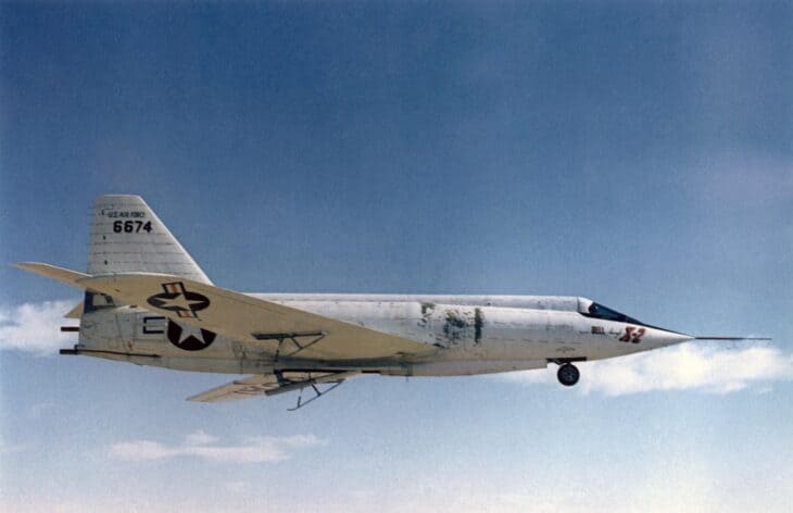Bell X-2 number 1 landing with skids deployed