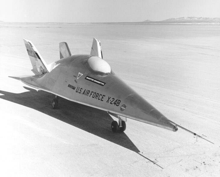 Martin Marietta X-24B lifting body on the dry lakebed